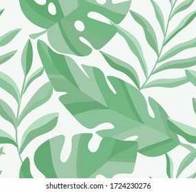 Vector hand drawn leaves seamless pattern. Abstract trendy floral background. Repeatable texture.
