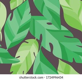 Vector hand drawn leaves seamless pattern. Abstract trendy floral background. Repeatable texture.