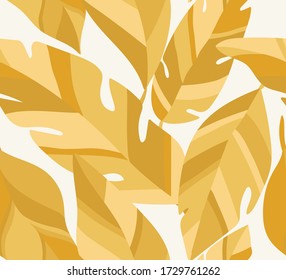 Hojas dibujadas a mano vectorial sin costura. Resumen de fondo floral de moda. Textura repetible.