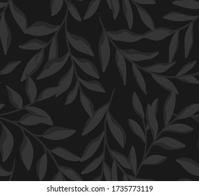 Von Hand gezogene Blätter nahtlos Muster. Abstrakter, trendiger floraler Hintergrund. Wiederholbare Textur.