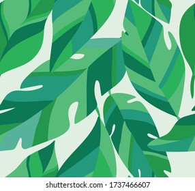 Vector hand drawn leaves seamless pattern. Abstract trendy floral background. Repeatable texture.