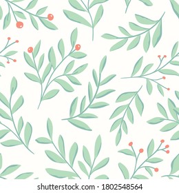 Hojas dibujadas a mano vectorial sin costura. Resumen de fondo floral de moda. Textura repetible.
