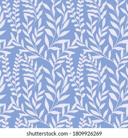 Vector hand drawn leaves seamless pattern. Abstract trendy floral background. Repeatable texture.