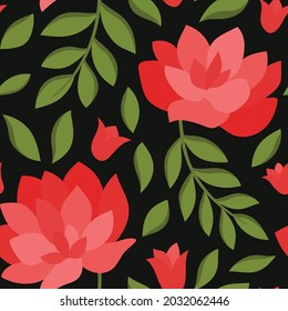 Hojas dibujadas a mano vectorial sin costura. Resumen de fondo floral de moda. Textura repetible.