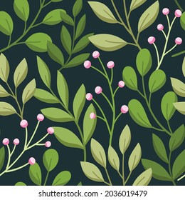 Hojas dibujadas a mano vectorial sin costura. Resumen de fondo floral de moda. Textura repetible.