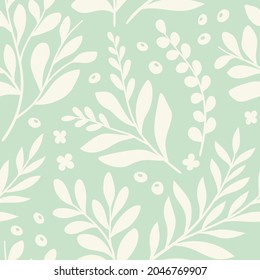 Vector hand drawn leaves seamless pattern. Abstract trendy floral background. Repeatable texture.