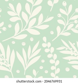 Vector hand drawn leaves seamless pattern. Abstract trendy floral background. Repeatable texture.