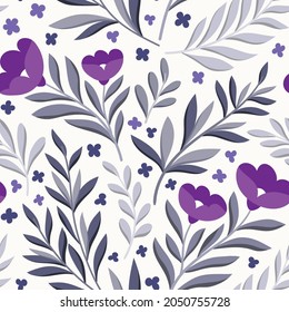 Vector hand drawn leaves seamless pattern. Abstract trendy floral background. Repeatable texture.