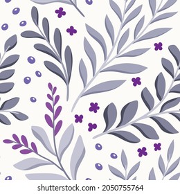 Vector hand drawn leaves seamless pattern. Abstract trendy floral background. Repeatable texture.