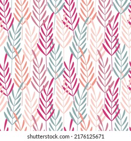 Hojas dibujadas a mano vectorial sin costura. Resumen de ramas ilustraciones de fondo floral. Papel de escritorio, fondo, tela, textil, impresión, papel envolvente o diseño de paquete.