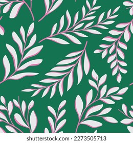 Vector hand drawn leaves seamless pattern. Abstract trendy floral background. Repeatable texture.