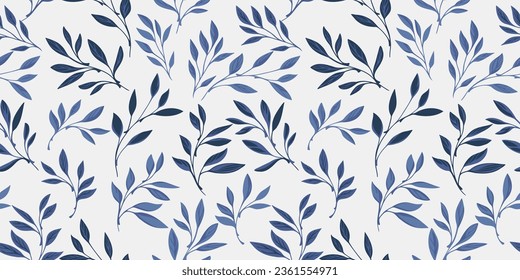 Vector hand drawn leaves seamless pattern. Abstract nature leaves background. Template for design, textile, fashion, print, surface design, paper, cover, fabric, interior decor, wallpaper