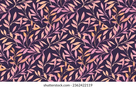 Vector hand drawn leaves seamless pattern. Abstract nature leaves background. Template for design, textile, fashion, print, surface design, paper, cover, fabric, interior decor, wallpaper