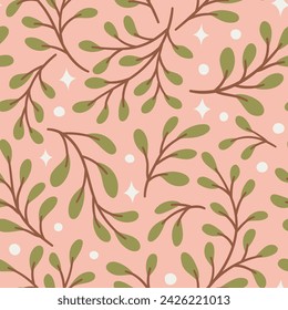 Vector dibujado a mano hojas patrón sin fisuras. Fondo floral abstracto de moda. Textura repetible.