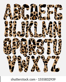 Vector Hand Drawn Leopard Font . Creative Type For Card, Poster, Banner, Print For T-shirt.