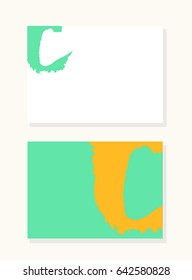 Vector hand drawn letter C with smooth acrylic brush style edges, colorful saturated background set
