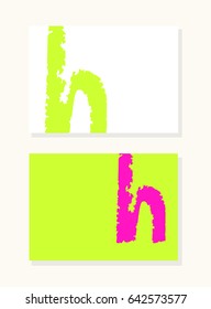 Vector hand drawn letter H with smooth acrylic brush style edges, colorful saturated background set