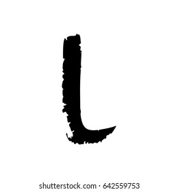 Vector hand drawn letter L with smooth  acrylic brush style edges