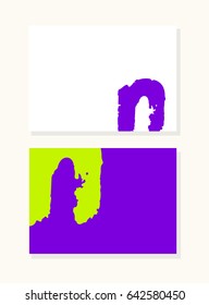 Vector hand drawn letter N with smooth acrylic brush style edges, colorful saturated background set