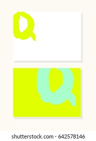 Vector hand drawn letter Q with smooth acrylic brush style edges, colorful saturated background set