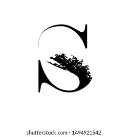 Vector hand drawn letter S isolated on a white background. Logo.