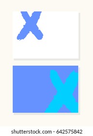 Vector hand drawn letter X with smooth acrylic brush style edges, colorful saturated background set.