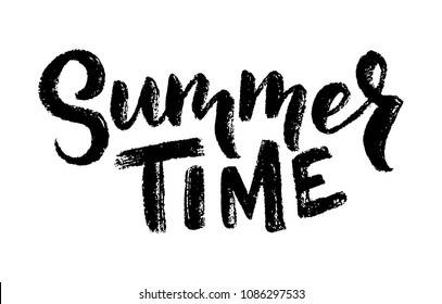 Vector hand drawn lettering about Summer. Isolated calligraphy for travel agency, beach party. Great design for postcard, t-shirt or poster.