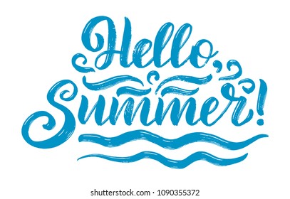 Vector hand drawn lettering about Summer. Isolated calligraphy for travel agency, beach party. Great design for postcard, t-shirt or poster.