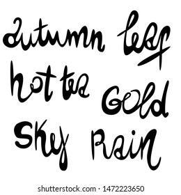 Vector hand drawn lettering autumn typography calligraphy. Simple black lines.
