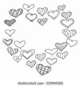 Vector hand drawn lettering card with hearts