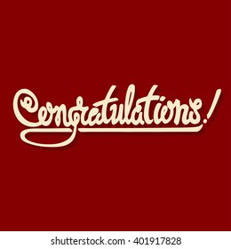 Vector hand drawn lettering "Congratulation!" on red background