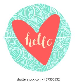 Vector Hand Drawn Lettering, Curves Line, Plants An Dots. Calligraphy for banners, labels, signs, prints, posters, web and phone case. Hello