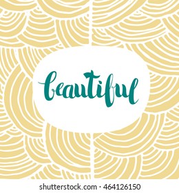 Vector Hand Drawn Lettering, Curves Line, Plants An Dots. Calligraphy for banners, labels, signs, prints, posters, web.Beautiful