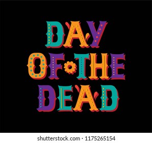 Vector hand drawn lettering Day of the Dead emblem, sign design. Vector illustration