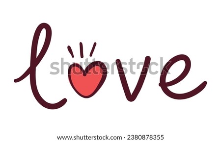 Vector hand drawn lettering design for valentines day.