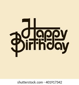 Vector hand drawn lettering "Happy birthday" on beige background