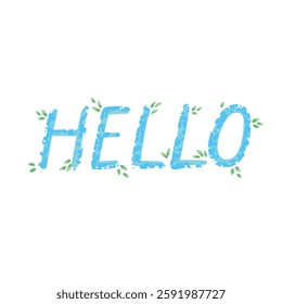 Vector Hand Drawn Lettering - Hello Isolated on White Background