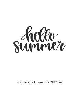 Vector hand drawn lettering  - Hello summer. Isolated calligraphy for  travel agency, summer party. Great design for postcard, t-shirt or poster.