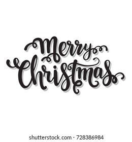 Vector hand drawn lettering. Merry Christmas. Lettering for greeting card