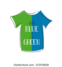 Vector hand drawn lettering on clean white background. Donate Life Awareness. Wear blue and green. Organ transplantation, healthcare concept. For card, logo, badge, t-shirt print, banner design.