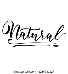 Vector Hand Drawn Lettering Organic Food logo. Natural and Vegetarian Food Concept Design. Isolated on white natural meal icon design.