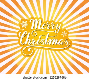 Vector hand drawn lettering phrase Merry Christmas for greeting card and party celebration. Merry Christmas illustration with elements for typography design postcard. Vector illustration.