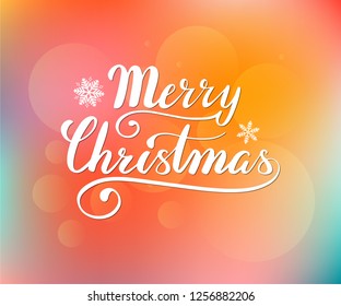 Vector hand drawn lettering phrase Merry Christmas for greeting card and party celebration. Merry Christmas illustration with elements for typography design postcard. Vector illustration.