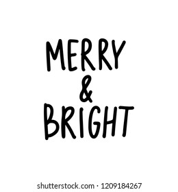 Vector hand drawn lettering phrases. Merry Christmas and Happy New Year