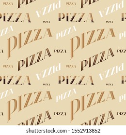 Vector hand drawn lettering Pizza sign in different variations. Seamless pattern of Pizza hand lettered signs. Good for using at cafe, pizzeria or bakery