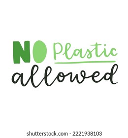 Vector hand drawn lettering. Plastic Free Future for shopping, storage. Flat style illustration for eco store, organic food shop, local market banner, vegan site