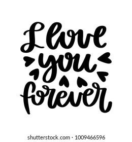 Vector hand drawn lettering poster with decor. Creative typography card with phrase. Romantic text, Valentines day theme.