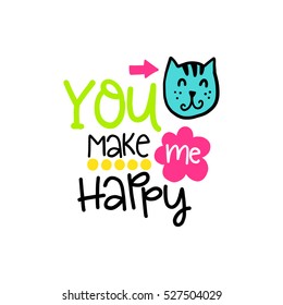 Vector hand drawn lettering poster. Creative typography card with decor elements. Romantic text. Design for t-shirt and prints.