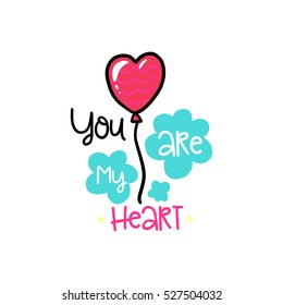 Vector hand drawn lettering poster. Creative typography card with decor elements. Romantic text. Design for t-shirt and prints.