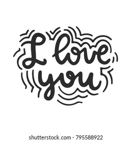 Vector hand drawn lettering poster. Creative typography card with phrase. Romantic text.